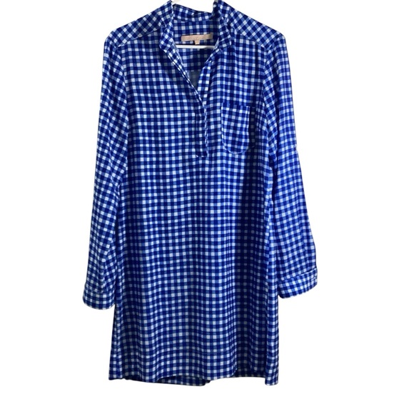 Hutch Dresses & Skirts - Hutch Blue and White Gingham Shirt Dress Fold Over Sleeve